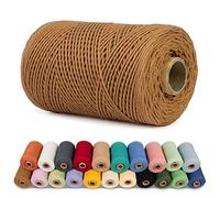 LEREATI Corda Macrame 1mm x 200m Filo Macrame Cordoncino Cotone Spago Colorato, Macramè Filo Cordino per Borse Uncinetto, Arazzo da Parete, Decorazioni, Fai da Te Artigianale (Caramello)