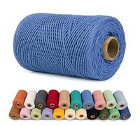 LEREATI Corda Macrame 1mm x 200m Filo Macrame Cordoncino Cotone Spago Colorato, Macramè Filo Cordino per Borse Uncinetto, Arazzo da Parete, Decorazioni, Fai da Te Artigianale (Blu)