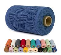 LEREATI Corda Macrame 1mm x 200m Filo Macrame Cordoncino Cotone Spago Colorato, Macramè Filo Cordino per Borse Uncinetto, Arazzo da Parete, Decorazioni, Fai da Te Artigianale (Blu Scuro)
