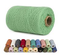 LEREATI Corda Macrame 1mm x 200m Filo Macrame Cordoncino Cotone Spago Colorato, Macramè Filo Cordino per Borse Uncinetto, Arazzo da Parete, Decorazioni, Fai da Te Artigianale (Verde)