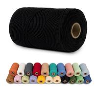 LEREATI Corda Macrame 1mm x 200m Filo Macrame Cordoncino Cotone Spago Colorato, Macramè Filo Cordino per Borse Uncinetto, Arazzo da Parete, Decorazioni, Fai da Te Artigianale (Nero)