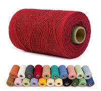 LEREATI Corda Macrame 1mm x 200m Filo Macrame Cordoncino Cotone Spago Colorato, Macramè Filo Cordino per Borse Uncinetto, Arazzo da Parete, Decorazioni, Fai da Te Artigianale (Rosso)