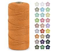 LEREATI Corda Macrame 2mm x 200m, Filo Macrame 2mm Cordoncino Cotone Naturale, 3 Fili Spago Colorato Cordino per Borse Uncinetto, Decorazioni Fai da Te, Arazzo da Parete, Cestini (Oro)