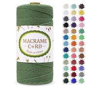 LEREATI Corda Macrame 2mm x 200m, Filo Macrame Cordoncino Cotone Naturale Spago Colorato, Cordino per Borse Uncinetto, Arazzo da Parete, Fai da Te Artigianato, Decorazioni (Army Green)
