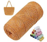 LEREATI Cordino per Borse Uncinetto, 1.5mm x 280m Filo Macrame Glitterato Filato per Borse, Filo per Uncinetto Cestini, Fai da Te, Arazzo da Parete, Decorazioni, Artigianato (Arancione Giallo)