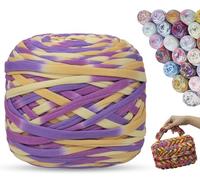 LEREATI Fettuccia per Borse a Uncinetto, 285g 100m Filato Grosso Colorati, Cordino per Borse Uncinetto, Filo per Uncinetto Borse, Cestini, Fai da Te, Decorazioni, Artigianato (Viola & Giallo)