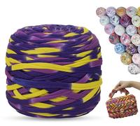 LEREATI Fettuccia per Borse a Uncinetto, 285g 100m Filato Grosso Colorati, Cordino per Borse Uncinetto, Filo per Uncinetto Borse, Cestini, Fai da Te, Decorazioni, Artigianato (Viola Intenso & Giallo)