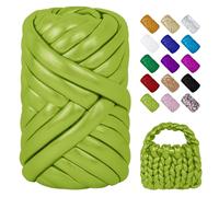 LEREATI Fettuccia per Borse a Uncinetto, 500g Filo Cotone Grosso Metallico Tubolare Gigante Filato Grosso per Borse, Cestini, Tappeti, Fai da Te Artigianato (Verde Matcha)