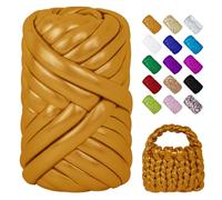 LEREATI Fettuccia per Borse a Uncinetto, 500g Filo Cotone Grosso Metallico Tubolare Gigante Filato Grosso per Borse, Cestini, Tappeti, Fai da Te Artigianato (Oro)