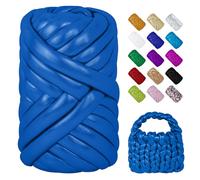 LEREATI Fettuccia per Borse a Uncinetto, 500g Filo Cotone Grosso Metallico Tubolare Gigante Filato Grosso per Borse, Cestini, Tappeti, Fai da Te Artigianato (Blu Pavone)