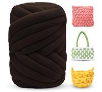 LEREATI Fettuccia per Borse a Uncinetto, Filato Gigante 500g Filato di Lana Morbida Chunky Yarn Tubolare, Gomitoli Lana Grossa per Coperte a Mano, Animali Domestici, Letto (Giallo Caffè)