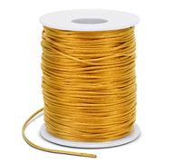 LEREATI Filo Nylon per Braccialetti 1.5mm x 100m Cordoncino Natalizio Cordone di Raso, Cordino per Borse Uncinetto, la Creazione di Gioielli, Fai da Te, Collane, Perline (Dorato)