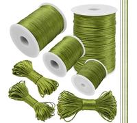 LEREATI Filo Nylon per Braccialetti 2.5mm x 100m Coda di Topo Cordoncino per Collane Filo Non Elastico per Braccialetti Resistente Filato Gioiello, Filo per Macrame Perline Fai da Te (Verde Militare)