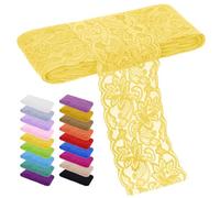 LEREATI Nastro Pizzo Giallo Chiaro 8cm x 9m Pizzi e Merletti Floreale Elastica per Decorazioni Bordo, Lace Fabric Passamaneria per Tessuti, Tende, Abiti da Sposa, Tovaglie, Fai-da-Te