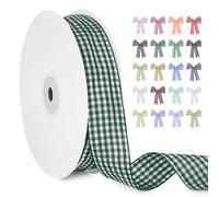 LEREATI Nastro Quadretti Verde Scuro 25mm x 45m, Nastro Regalo in Percalle, Nastri a Quadri Tartan Colorati per Feste, Cucito, Matrimoni, Decorazione