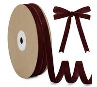 LEREATI Nastro Rosso Vino 10mm x 20m, Nastro Velluto Regalo Vintage a Faccia Singola Rifiniture in Tessuto, Nastri Velluto Nastrino per Bomboniere, Bouquet, DIY Artigianato, Regali Avvolgimento