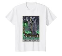 L'eremita Tarocchi Carta Gotica Halloween Triste Mietitore Horror Maglietta, Bambini, Bianco, 6 Anni