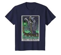 L'eremita Tarocchi Carta Gotica Halloween Triste Mietitore Horror Maglietta, Bambini, Navy, 10 Anni