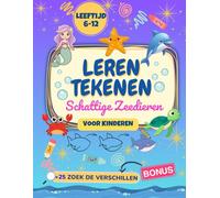 Leren Tekenen 100 Schattige Zeedieren: Stap voor Stap Tekenen voor Kinderen, met Leuke Zoek de Verschillen Spelletjes