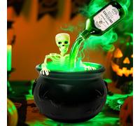 Lergas Caldaia decorativa per Halloween, con nebbia, caldaia per streghe, grande decorazione di Halloween, caldaia magica con abbeveratoio sospeso, bottiglia decorativa, accessorio per il giardino