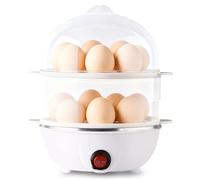 Lergas Cuociuova intelligente con spegnimento automatico, 2 strati, 14 uova alla volta, con misurino, 350 W, sicuro e durevole, in acciaio inox con misurino per la casa (B)