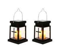 Lergas Lampada per Tomba Impermeabile per Esterno, Lanterna Solare per il Giardino di Tombe, Lampada per Tomba per Urne, Lampade per Tomba Nere con Candele LED, Piccola Lanterna a Vento con Candele