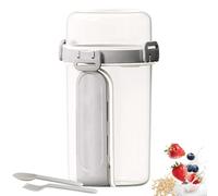 Lergas Tazza per cereali to Go 610 ml + 200 ml, tazza per cereali con cucchiaio e contenitore per salsa, a prova di perdite, per la colazione, yogurt, per bambini e adulti (A)