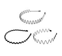 LERNOU Fasce per capelli in metallo, nere, a zig-zag, per donne e uomini, alla moda, antiscivolo, unisex, per sport all'aria aperta, yoga, 3 pezzi