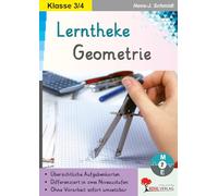 Lerntheke Geometrie Klasse 3-4 - Symmetrie, Flächen, Körper & Maßstab | Differenziert 2 Niveaustufen + Tippkarten | Kopiervorlagen mit Lösungen: Übersichtliche Aufgabenkarten zweifach differenziert