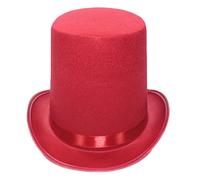 LERONO Cappello a cilindro, nero a bombetta, cappello a cilindro da mago, cappello da mago, esibizioni, jazz, spettacoli teatrali, carnevale, discoteca, Rosso, 1-2