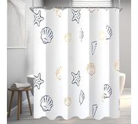 Lerores - Tenda per doccia e vasca da bagno, piccola stella marina, in tessuto di poliestere, resistente alla muffa, impermeabile, lavabile, 100 x 200 cm, con occhielli e 6 anelli per tenda da doccia