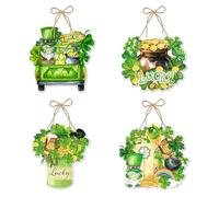 Lerpwige 4 cartelli per porta di casa di Patrick's Day Luck, in carta, per decorazioni da parete