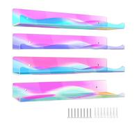 Lerpwige 4 mensole da parete in acrilico con arcobaleno moderno, colore arcobaleno, per libri e giocattoli, camera da letto, decorazioni, stanze, decorazioni