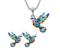Lerpwige Acrilico Colorato Colibrì Collana E Orecchini Pendenti Per Le Donne Eleganti Pendenti Accessori Dei Monili Per L'usura Quotidiana