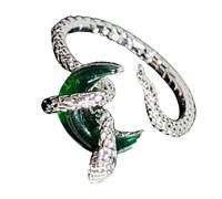 Lerpwige Anelli aperti alla moda con involucro di serpente e luna si distinguono per design e decorazioni eleganti per un look inconfondibile. Abiti alla moda. Anelli aperti regolabili, come descritto