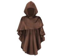 Lerpwige Apocalittica Scialle Sciamano Medievale Costume Rinascimentale Con Cappuccio Cosplay Halloween per Donne Sciamani Postapocalittici Medievali, marrone, Taglia unica