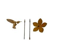 Lerpwige Aspetto arrugginito Colibrì Floreale Bastone Giardino Decorativo Con Giardino Resistente alle intemperie Ferro Arredamento Antiquario Colibrì Giardino