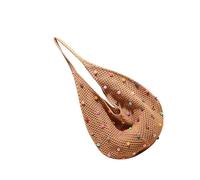 Lerpwige Borsa da donna bella borsa da spiaggia alla moda borsa ascella borsa a maglia spalla mare ascelle per viaggi vacanze donna spiaggia lavoro a maglia ascelle borsa moda bella spalla, cachi, One