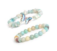 Lerpwige Bracciale con farfalla di cristallo unico con perle di pietra naturale per gli amanti della moda