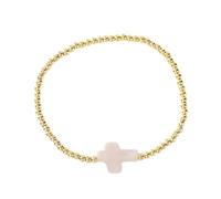 Lerpwige Bracciale elastico con perle d'oro con design a croci, simboleggia la protezione e la credenza per l'uso quotidiano o un regalo speciale