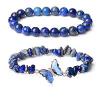 Lerpwige Bracciale Farfalla di Cristallo Unico Bracciale Farfalla di Cristallo con Perle in Pietra Naturale Per Gli Amanti della Moda