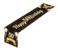 Lerpwige Celebrare In Stili Tovaglia Nero Oro Compleanno Tavolo Corridore E Facilità Di Manutenzione Perfetto Per La Cucina