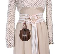 Lerpwige Cintura in vita con fibbia incrociata con gilet in rilievo per streghe, festival, cosplay, festa di Halloween, medievale, confezione in vita regolabile, Cintura bianca con borsa, Taglia unica