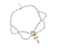 Lerpwige Collana con ciondolo a doppio strato con perle barocche di ispirazione retrò, accessori alla moda per occasioni speciali, collana romantica, da indossare tutti i giorni