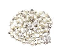 Lerpwige Collana con ciondolo a forma di rosa crociata, 6 mm, per compleanni, matrimoni, festival, feste