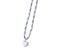 Lerpwige Collana con perline colorate, lunghezza regolabile, ciondolo a forma di cuore, in resina, per un look alla moda, fatto a mano, Misura unica, come descritto, come descritto