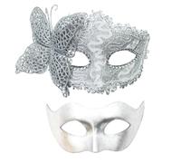 Lerpwige Coppia di maschere per uomini e donne Halloween matrimonio metà viso costume accessorio coppie