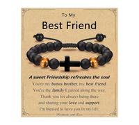 Lerpwige Croci religiose regolabili con perline per figlioccio nipote cresima regali per cerimonia regalo pietra occhio di tigre, Misura unica, come descritto