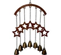 Lerpwige Decorazione occidentale a forma di cuore con suono del vento, stella a cinque punte da appendere, facile da appendere, decorazione in metallo