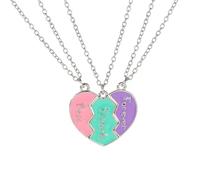 Lerpwige Elegante ciondolo a forma di cuore puzzle, set di 3 gioielli accessori per esprimere emozioni tra le amiche femminili alla moda, set di collane dell'amicizia